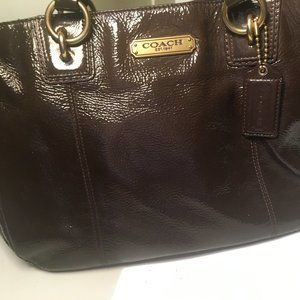 Coach Gallery Mahogany Brown Patent Leather Shoulder Bag